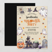 ウォーターカラーハロウィン招待状 - スタイリッシュでお化け屋敷風 招待状 (正面/裏面)