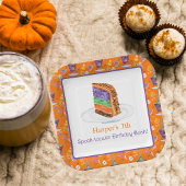 ウォーターカラーハロウィーンお誕生日ケーキありがとう ペーパープレート
