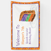 ウォーターカラーハロウィーンお誕生日ケーキへようこそ 横断幕 (縦)