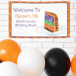 ウォーターカラーハロウィーンお誕生日ケーキへようこそ 横断幕