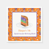 ウォーターカラーハロウィーンお誕生日ケーキ スタンダードカクテルナプキン (正面)