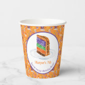 ウォーターカラーハロウィーンお誕生日ケーキ パーソナライズされた 紙コップ (裏面)