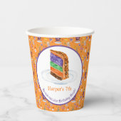 ウォーターカラーハロウィーンお誕生日ケーキ パーソナライズされた 紙コップ (正面)