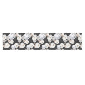 ウォーターカラーハロウィーンカボチャスカル白黒 ショートテーブルランナー (横)