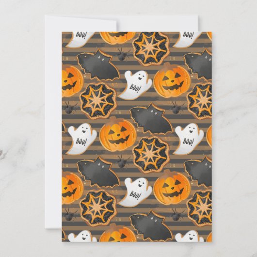 ウォーターカラーハロウィーンクッキー誕生日パーティー 招待状 (裏面)