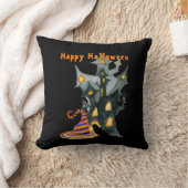 ウォーターカラーハロウィーンハウス&ハット クッション (ブランケット)