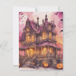 ウォーターカラーハロウィーンハウスAIアート ポストカード