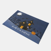 ウォーターカラーハロウィーンハ幽霊のよく出るウス ドアマット (アングル)