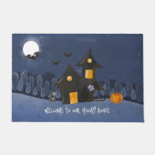 ウォーターカラーハロウィーンハ幽霊のよく出るウス ドアマット (正面)