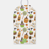 ウォーターカラーハロウィーン棒つきキャンデーカップケーキとキャンディ ギフトタグ (裏面)