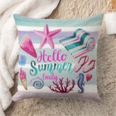 ウォーターカラーハロサマーモノグラムビーチストライプズ クッション (ブランケット)