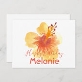 ウォーターカラーハワイハイビスカスイエローフローラ ポストカード (正面/裏面)