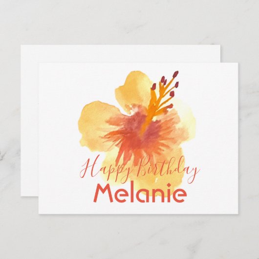 ウォーターカラーハワイハイビスカスイエローフローラ ポストカード (正面/裏面)