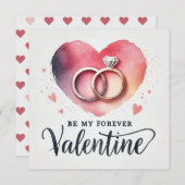 ウォーターカラーハートリング - 永遠のバレンタイン シーズンカード (正面/裏面)