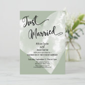 ウォーターカラーハート セージグリーン Just Married スクリプト 招待状 (スタンド正面)