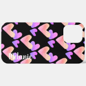 ウォーターカラーハート パープル ピンク 大文字 モノグラム  Case-Mate iPhoneケース (裏面 (横))