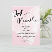 ウォーターカラーハート ピンクのJust Married スクリプト 招待状 (スタンド正面)