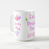 ウォーターカラーハート EAT Drink Tea LOVE コーヒーマグカップ (正面左)