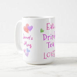 ウォーターカラーハート EAT Drink Tea LOVE コーヒーマグカップ