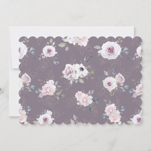 ウォーターカラーバイオレットフラワーズ《キリスト教》洗礼式や命名式 招待状 (裏面)