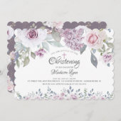 ウォーターカラーバイオレットフラワーズ《キリスト教》洗礼式や命名式 招待状 (正面/裏面)