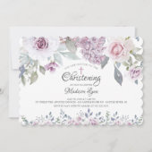 ウォーターカラーバイオレットフラワーズ《キリスト教》洗礼式や命名式 招待状 (正面)