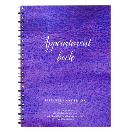 ウォーターカラーバイオレットヘアサロンアポイントメント本 ノートブック (正面)