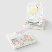 ウォーターカラーバイザショアラインビーチアート ストーンコースター (横)