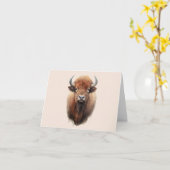 ウォーターカラーバイソンポートレート カード (黄色い花)