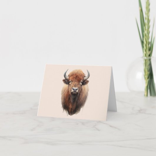 ウォーターカラーバイソンポートレート カード (正面)