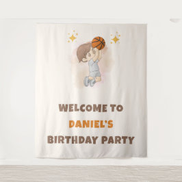 ウォーターカラーバスケットボール 誕生日パーティー タペストリー