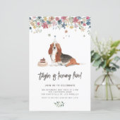 ウォーターカラーバセットハウンドドッグ誕生日招待状 (スタンド正面)