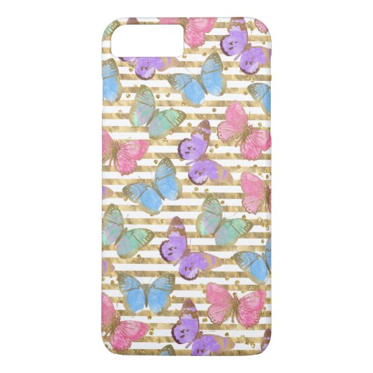 ウォーターカラーバタフライ ゴールドラメ Case-Mate iPhoneケース (裏面)