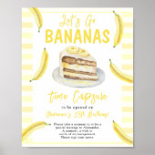 ウォーターカラーバナナケーキタイムカプセル1歳の誕生日 ポスター (正面)