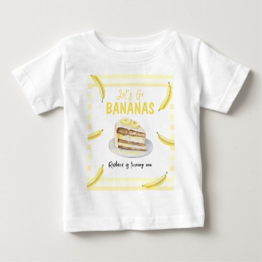 ウォーターカラーバナナケーキ 誕生日パーティー ベビーTシャツ (正面)