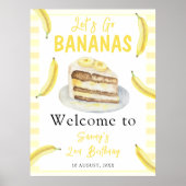 ウォーターカラーバナナスカケ誕生日ウェルカム ポスター (正面)