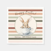 ウォーターカラーバニーカスタム春イースター スタンダードカクテルナプキン (正面)