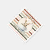 ウォーターカラーバニーカスタム春イースター スタンダードカクテルナプキン (角)