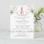 ウォーターカラーバニーベビーガールバプテスマ招待状 招待状 (スタンド正面)