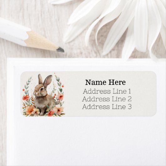 ウォーターカラーバニーラビットアンドフラワーズ差出人住所 ラベル (インサイチュ)