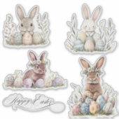 ウォーターカラーバニーラビットイースター春 シール (正面)