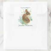 ウォーターカラーバニーラビットキュートアニマルおもしろい蔵書票 スクエアシール (バッグ)