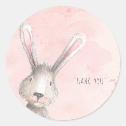 ウォーターカラーバニーラビットサンキューユーカスタム ラウンドシール (正面)