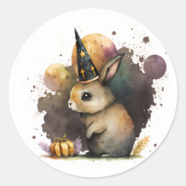 ウォーターカラーバニーラビットハロウィーン ラウンドシール