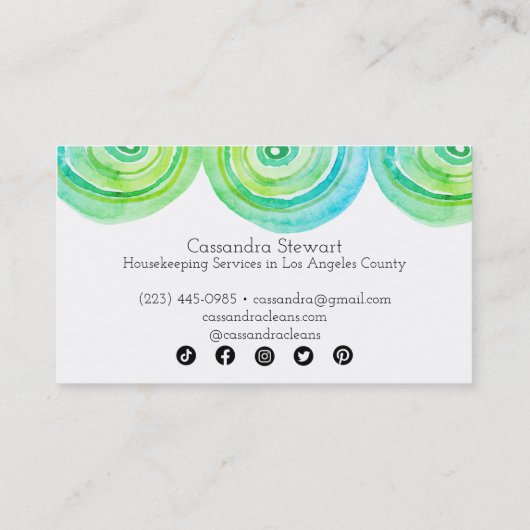 ウォーターカラーバブルのハウスキーピング清掃ホーム 名刺 (裏面)