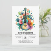 ウォーターカラーバラドギター誕生日 招待状 (スタンド正面)