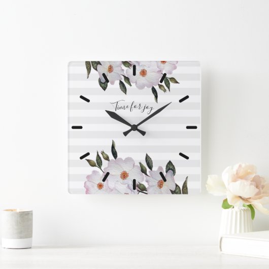 ウォーターカラーバラバレリーナフローライラストレーション スクエア壁時計 (ホーム)