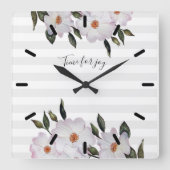 ウォーターカラーバラバレリーナフローライラストレーション スクエア壁時計 (正面)