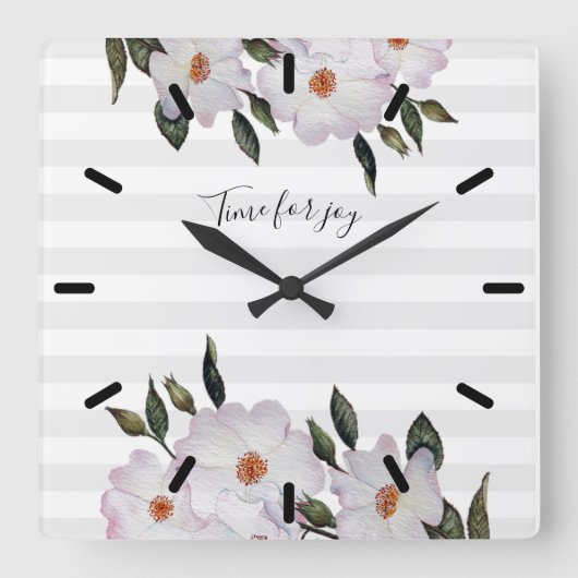 ウォーターカラーバラバレリーナフローライラストレーション スクエア壁時計 (正面)