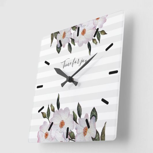 ウォーターカラーバラバレリーナフローライラストレーション スクエア壁時計 (傾斜)